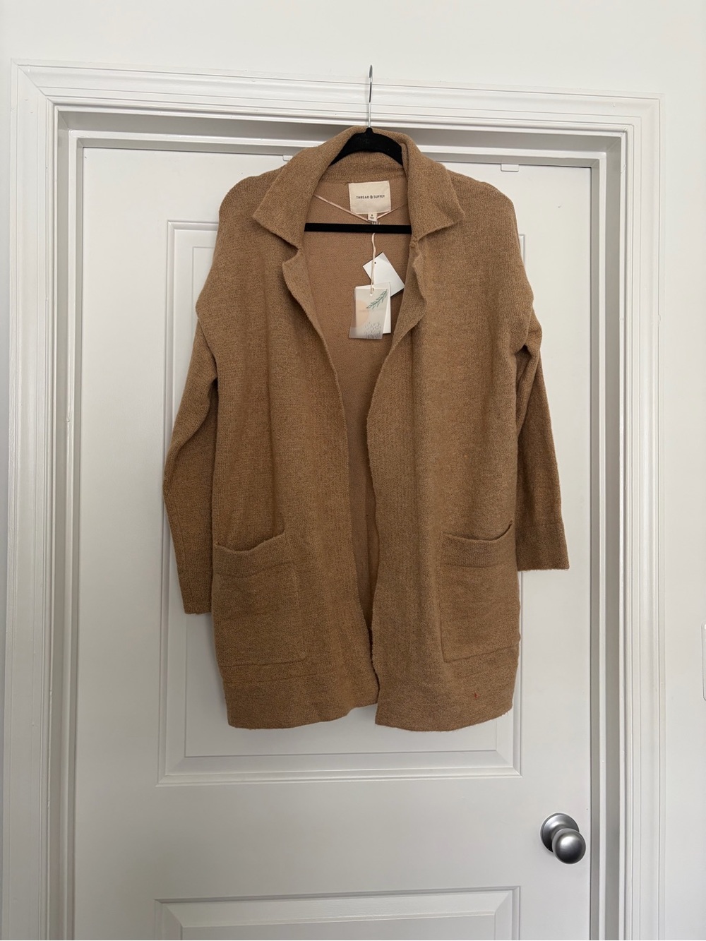 Thread & Supply Open-Front Camel Brown Cardigan